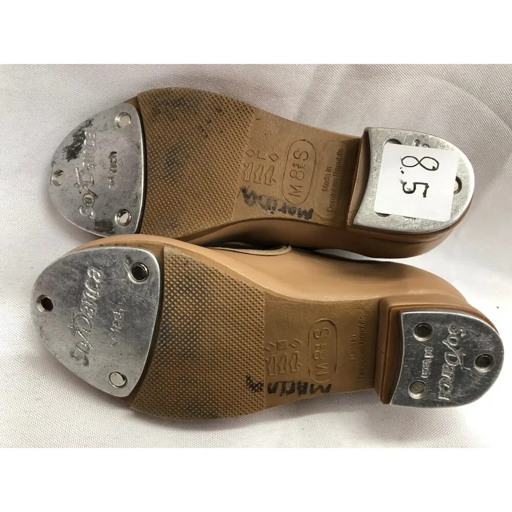 Dance Tan Tap Shoes SoDanca TA37 Child 8.5M Mary Jane Leather Loop Strap